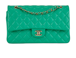 Medium Double Classic Flap,Lambskin,Green,B/DB/E,TH5PL80H,4*